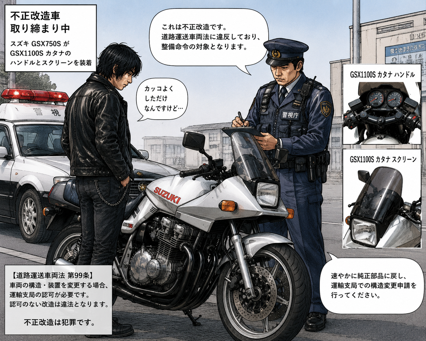 純正の耕運機ハンドルから1100のローハンドル＆スクリーン付に変更した