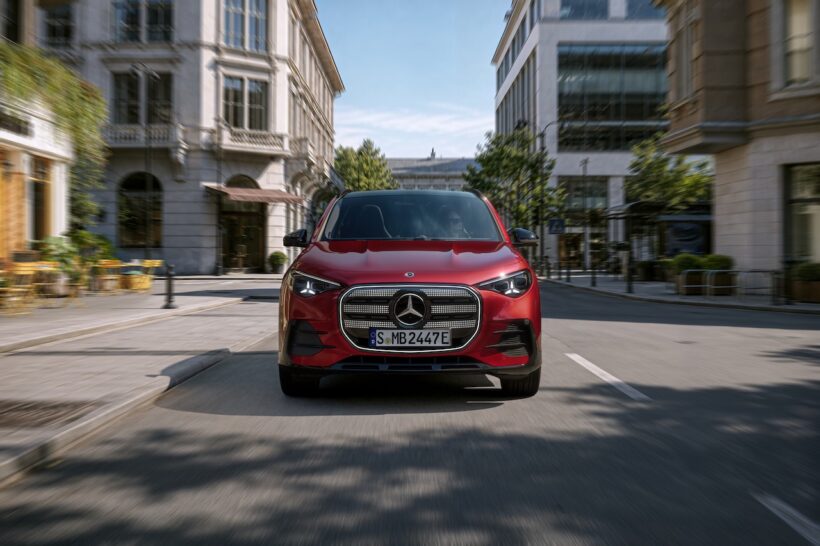 新型「メルセデス・ベンツ GLA」の走行シーン。