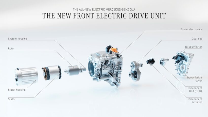 新型「メルセデス・ベンツ GLA」のフル電動パワートレイン。