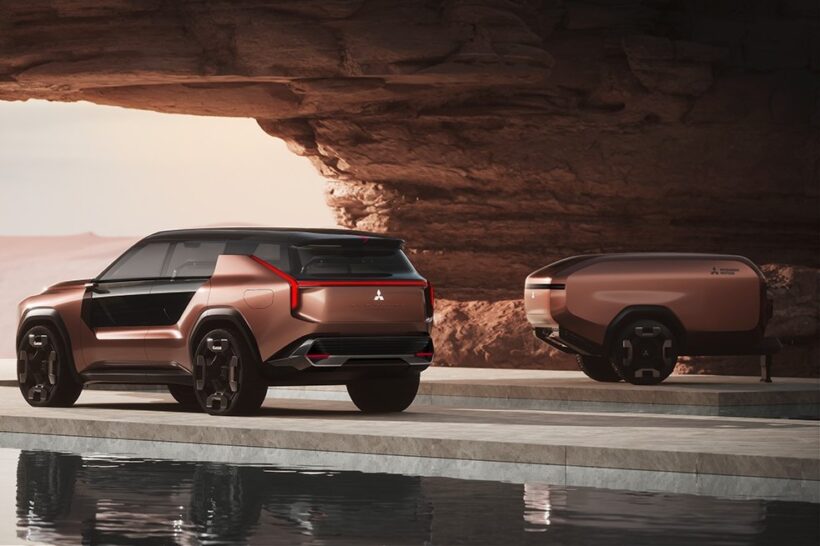 ジャパンモビリティショー2025で発表した電動クロスオーバーSUVコンセプトカー「MITSUBISHI ELEVANCE Concept」もスリーダイヤを掲げる。