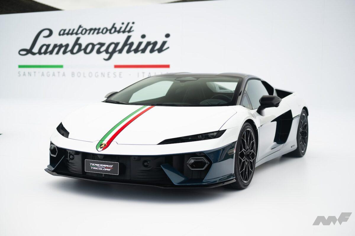 イタリア国旗をモチーフにしたワンオフランボルギーニ「テメラリオ トリコローレ」をクエイルで披露