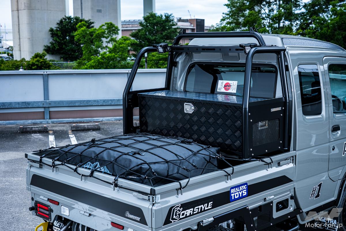 【雨の日も安心】積むだけじゃない、荷台を遊び尽くすキャリイ専用「ラックボックスタワー」