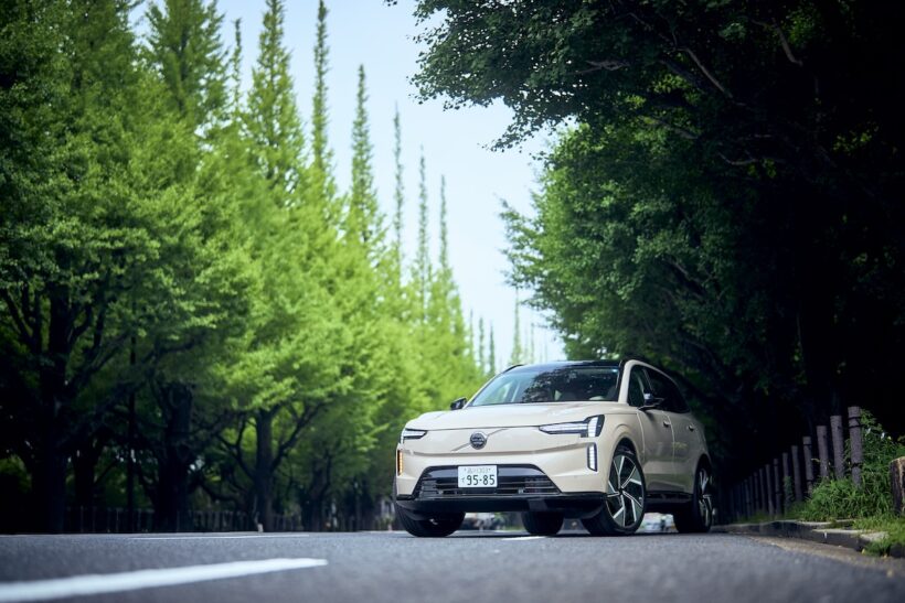 東京・青山のVolvo Studio Tokyo近くの銀杏並木にて。