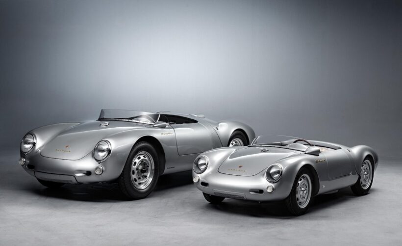英国のヘドリー・スタジオとポルシェは、歴史的レーシングカーを再現した電動ミニカー「ポルシェ 550 J」を発表した。