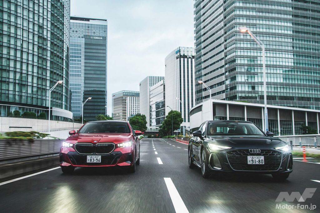 ボディサイズが3台の中で大きいBMW523d、一方Eセグメントセダンとして標準的なサイズのA6。それぞれの走りの個性は対照的だ。