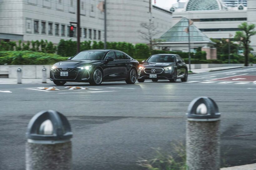 吸い付くようなロードホールディング性を魅せるアウディA6。ドンピシャの車両感覚が気持ちいいメルセデスE220。