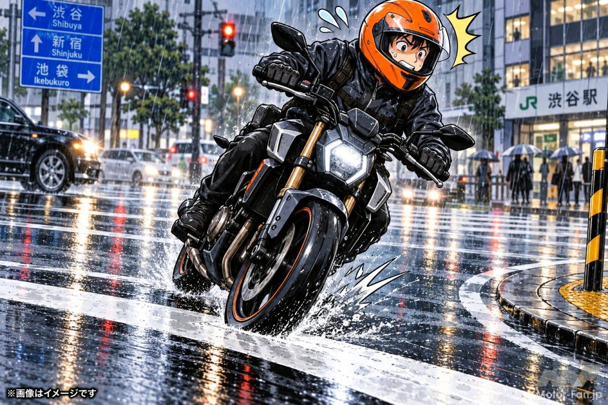 「雨の日はマンホールより白線が怖い！」バイクで“ズルッ”としやすい路面いろいろ【バイクQ &amp; A】