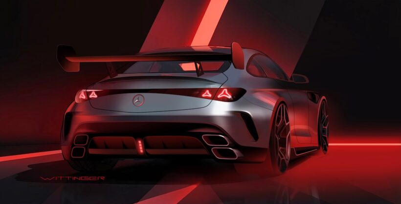 「メルセデス AMG CLE 646 シュペツィアルアンフェルティグング」のデザインスケッチ。
