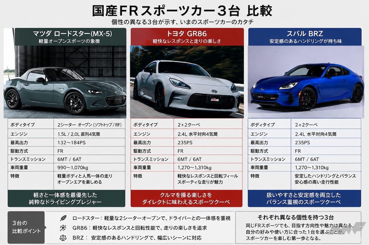 マツダ・ロードスターはなぜ10年以上も愛され続けるのか？ GR86、BRZと