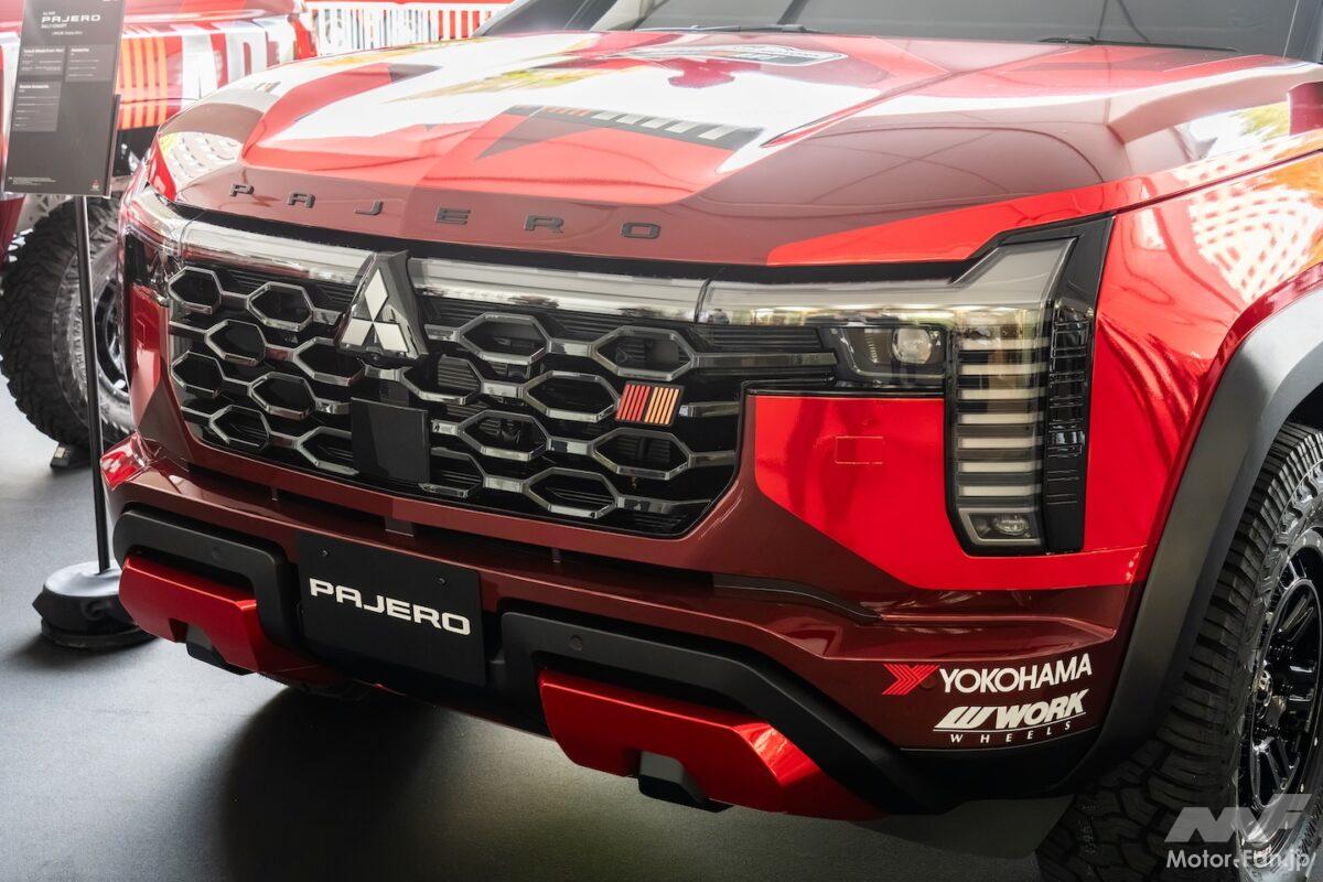 新型パジェロにはやっぱりラリーアートカラーがよく似合う！ オーバーフェンダーに収めたファットなオールテレーンタイヤにも注目