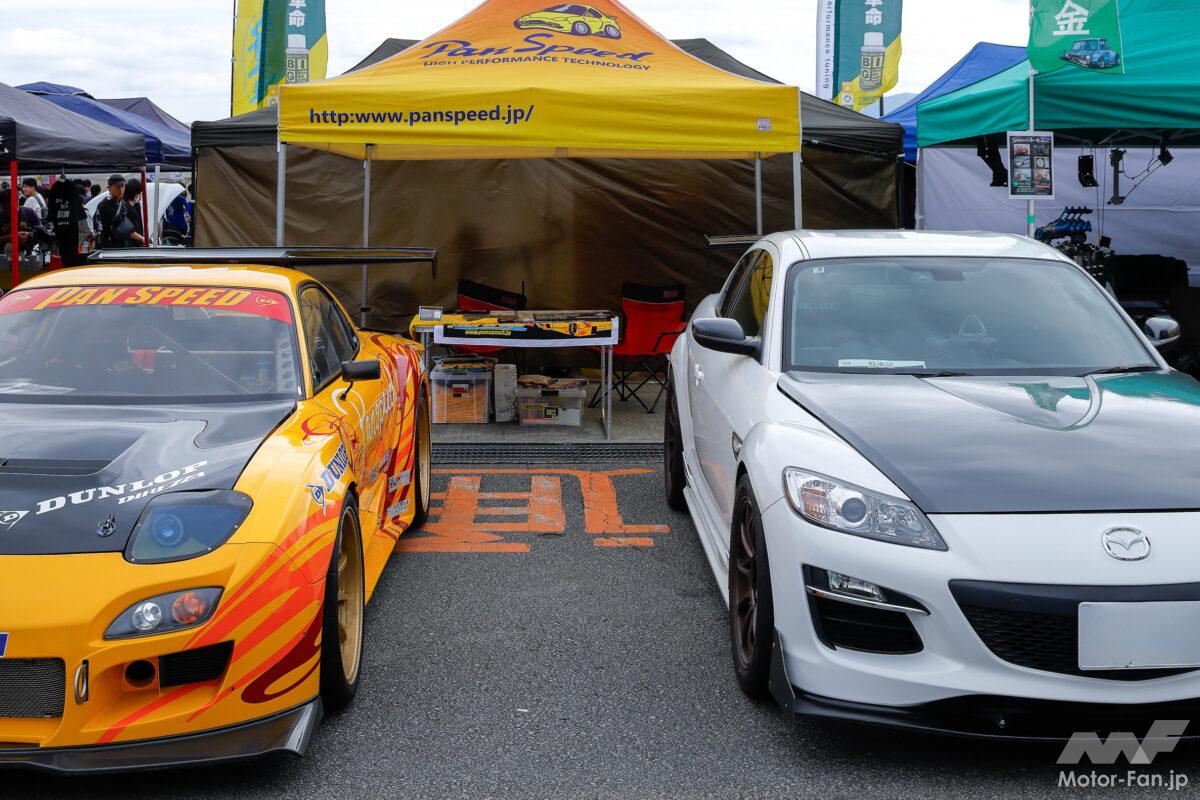PANSPEEDはFD3S RX-7タイムアタック号とSE3P RX-8後期型ストリート・サーキット全網羅仕様を展示