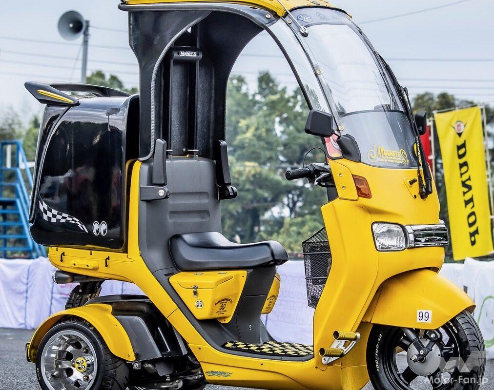 イエロー×ブラックのツートン・ジャイロ、ファットはリヤタイヤにも注目！【HONDA GYRO CANOPY】