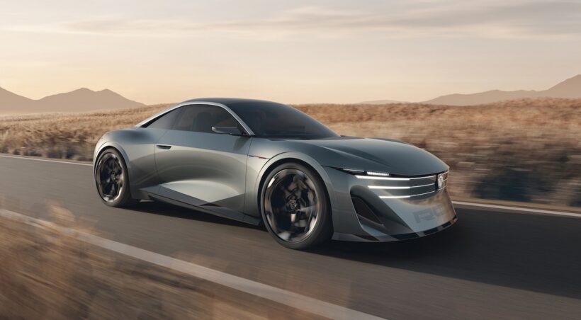 フル電動コンセプト「プジョー RCZ ビジョン」の走行シーン。