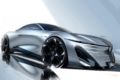 フル電動コンセプト「プジョー RCZ ビジョン」のデザインスケッチ。
