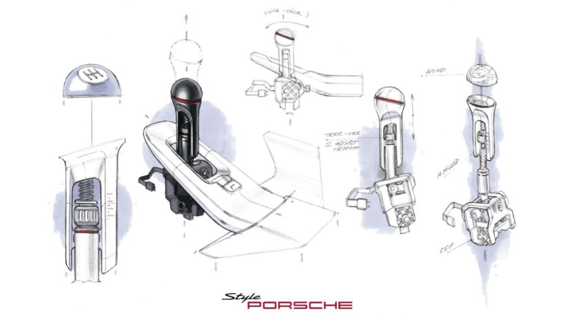 ミッドシップハイパースポーツ「ポルシェ ミッション S」のデザインスケッチ。