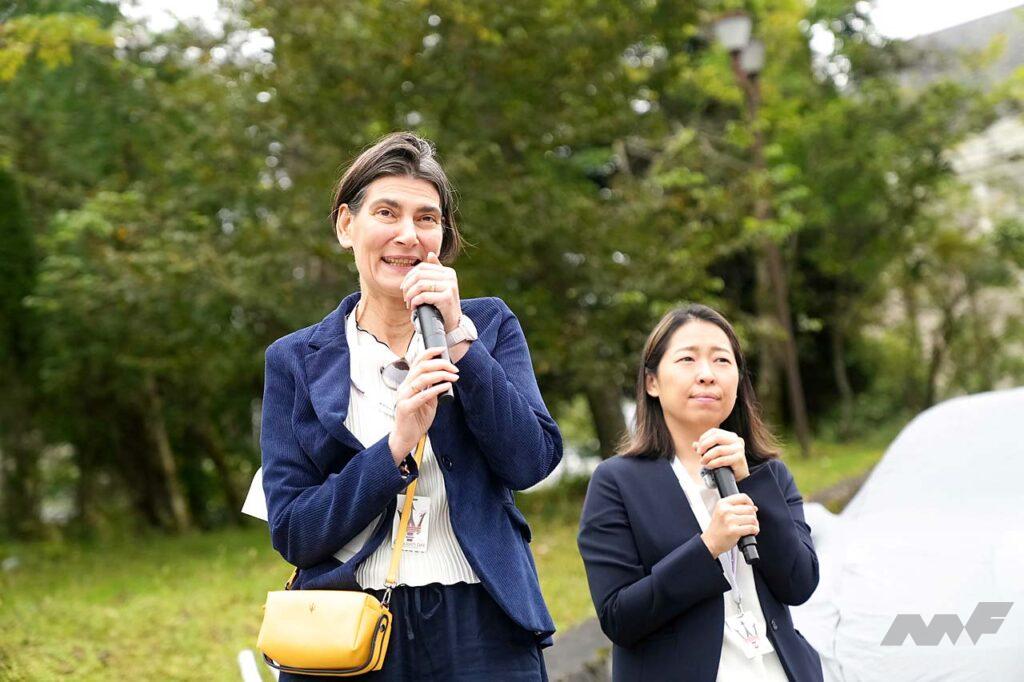 4月からマセラティジャパンの代表を務めるジュリー タイエブ ドートリオ氏も来場。長年にわたるクラブのブランドへの貢献に、謝意を述べた。