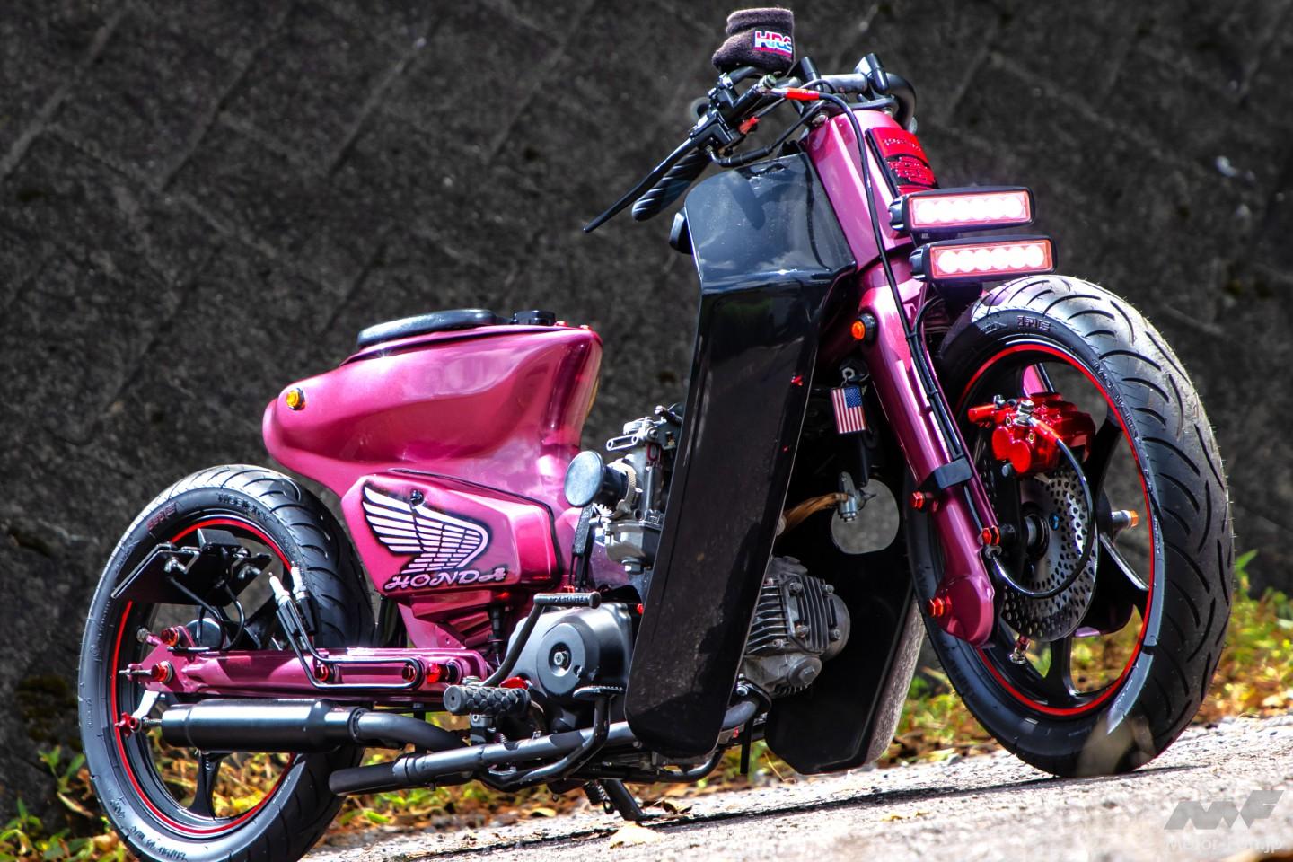 ホンダ　スーパーカブカスタム　88cc　ボアアップエンジン　キャブレター付き これが新聞配達のプレスカブ!?」88cc化＆150mmロングで“別世界”のカブ