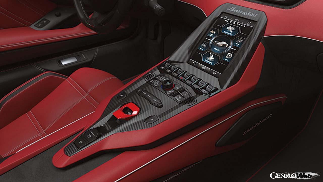 ランボルギーニ カウンタック LPI 800-4のセンターコンソール