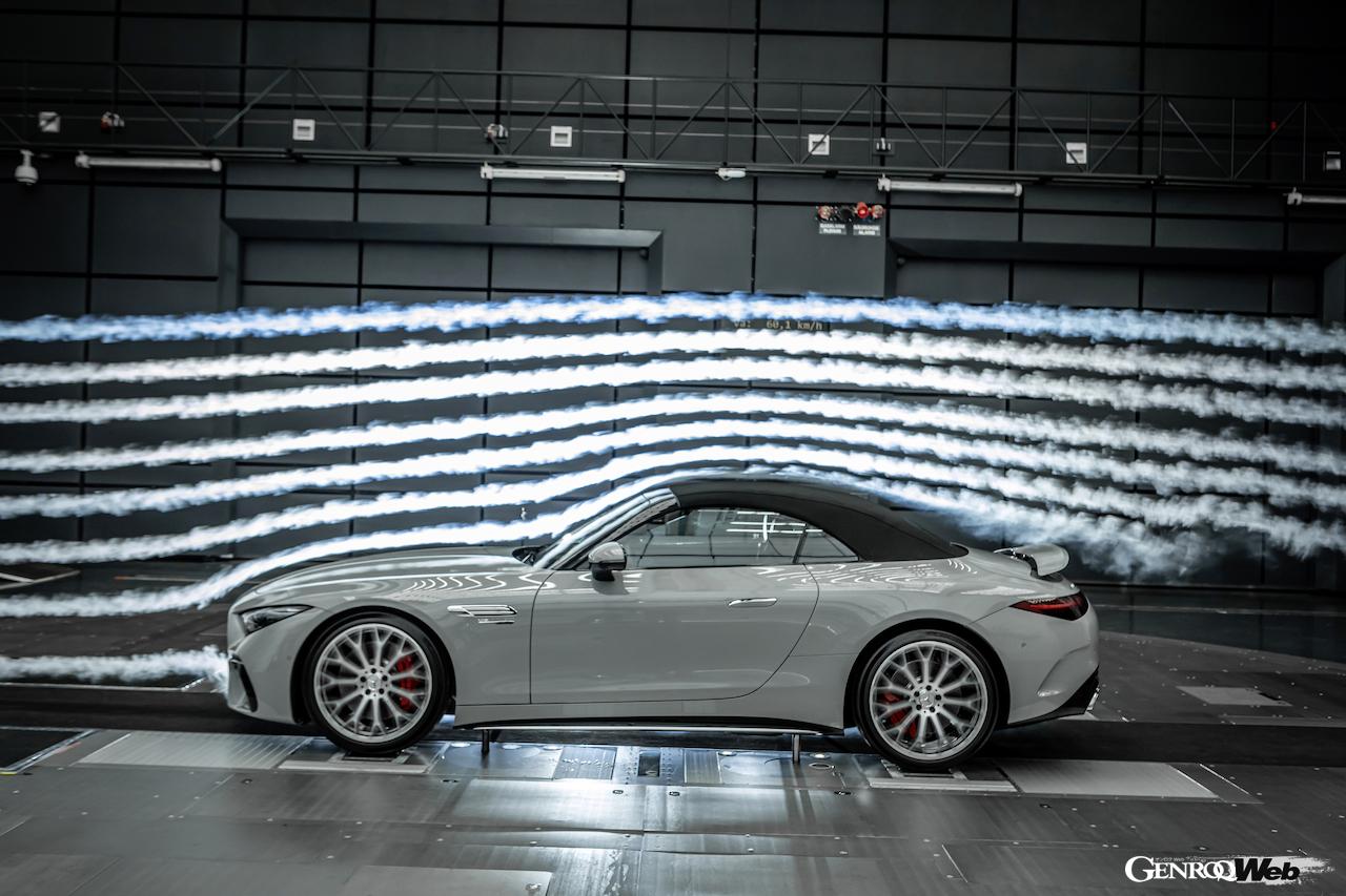 新型メルセデス AMG SLの風洞実験イメージ