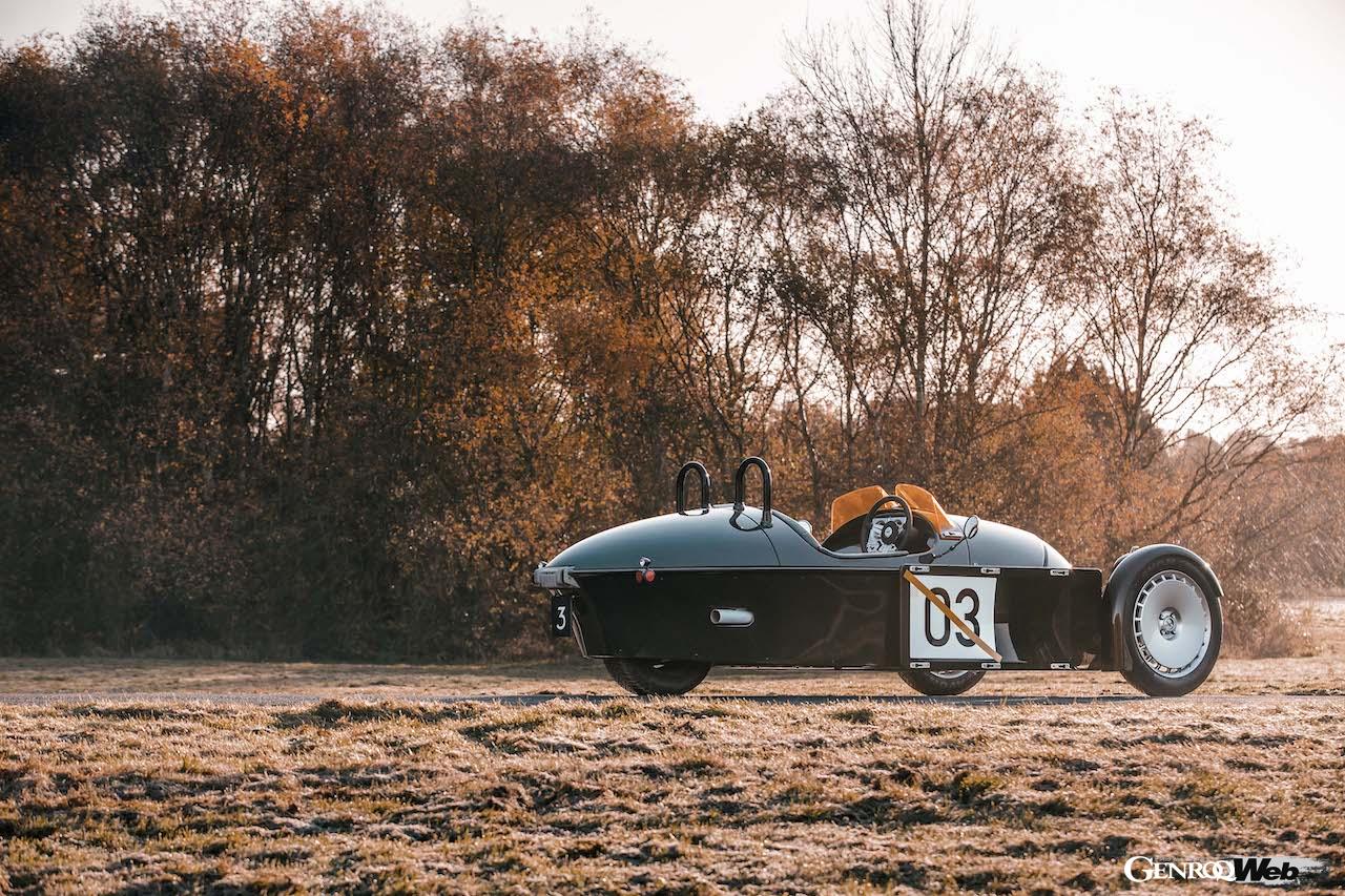 完全新規設計された3輪モデル「モーガン スーパー3」のエクステリア。