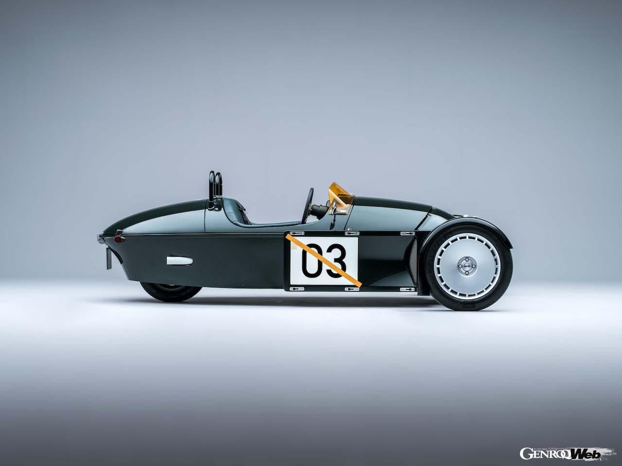 完全新規設計された3輪モデル「モーガン スーパー3」のエクステリア。