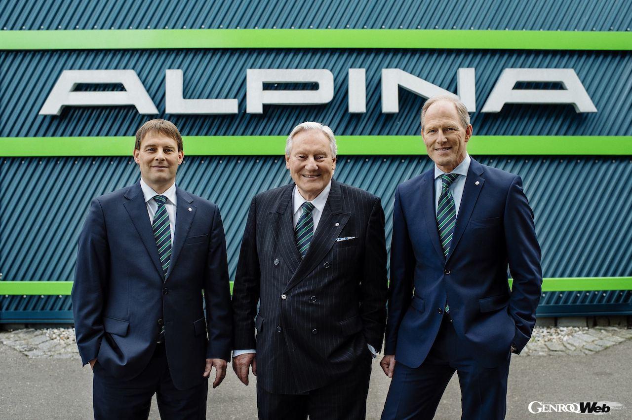 アルピナ・ブルカルト・ボーフェンジーペン社を立ち上げた、ブルカルト・ボーフェンジーペン（中央）と、現在アルピナのビジネスを展開する、息子のアンドレアス（左）とフローリアン（右）。