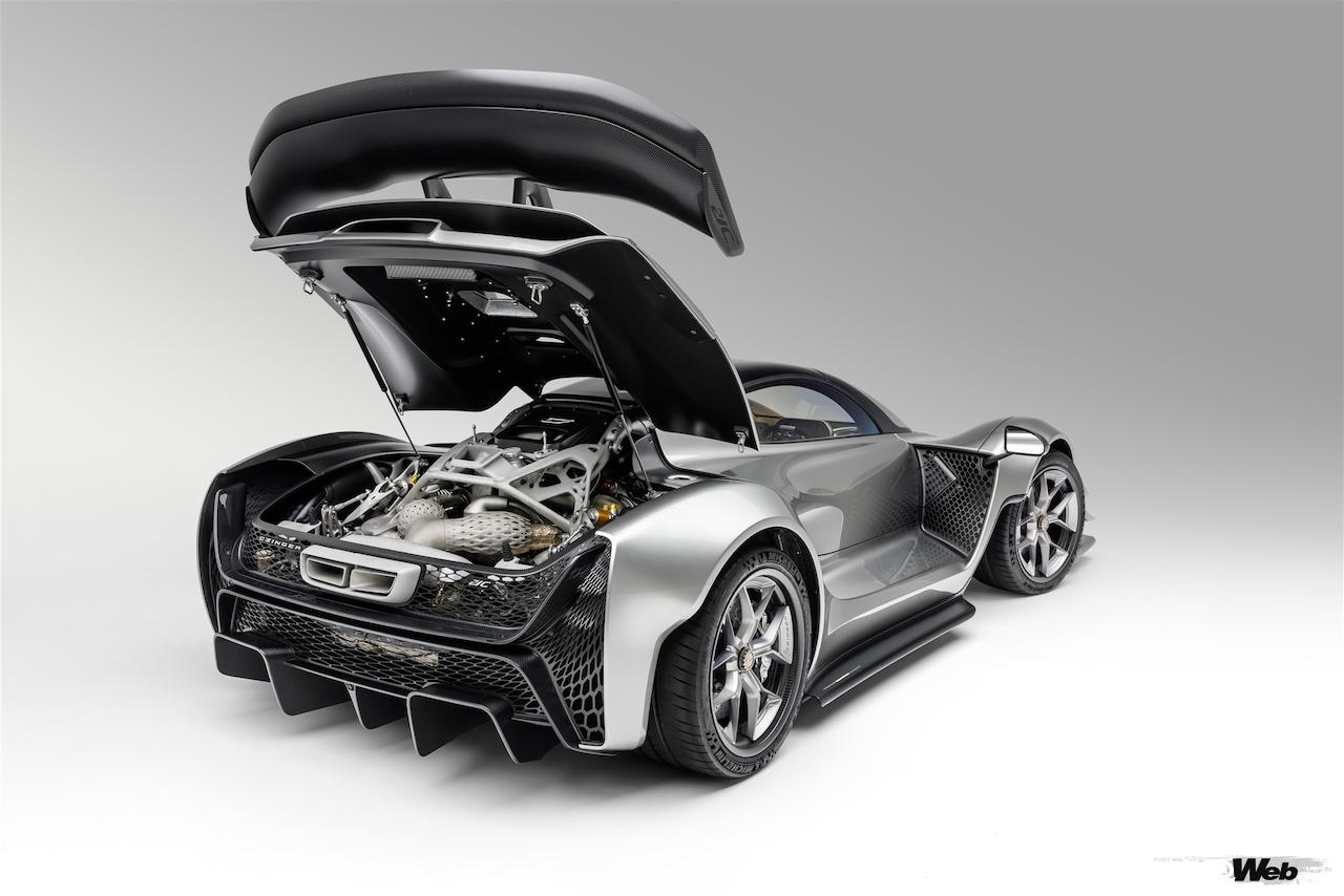 カリフォルニアを拠点に開発されたハイブリッドハイパーカー「ジンガー 21C」のパワーユニット。