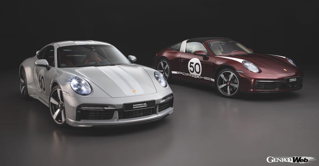 ポルシェ 911 スポーツクラシックと911 タルガ 4S ヘリテージ デザイン エディション。フロントビュー