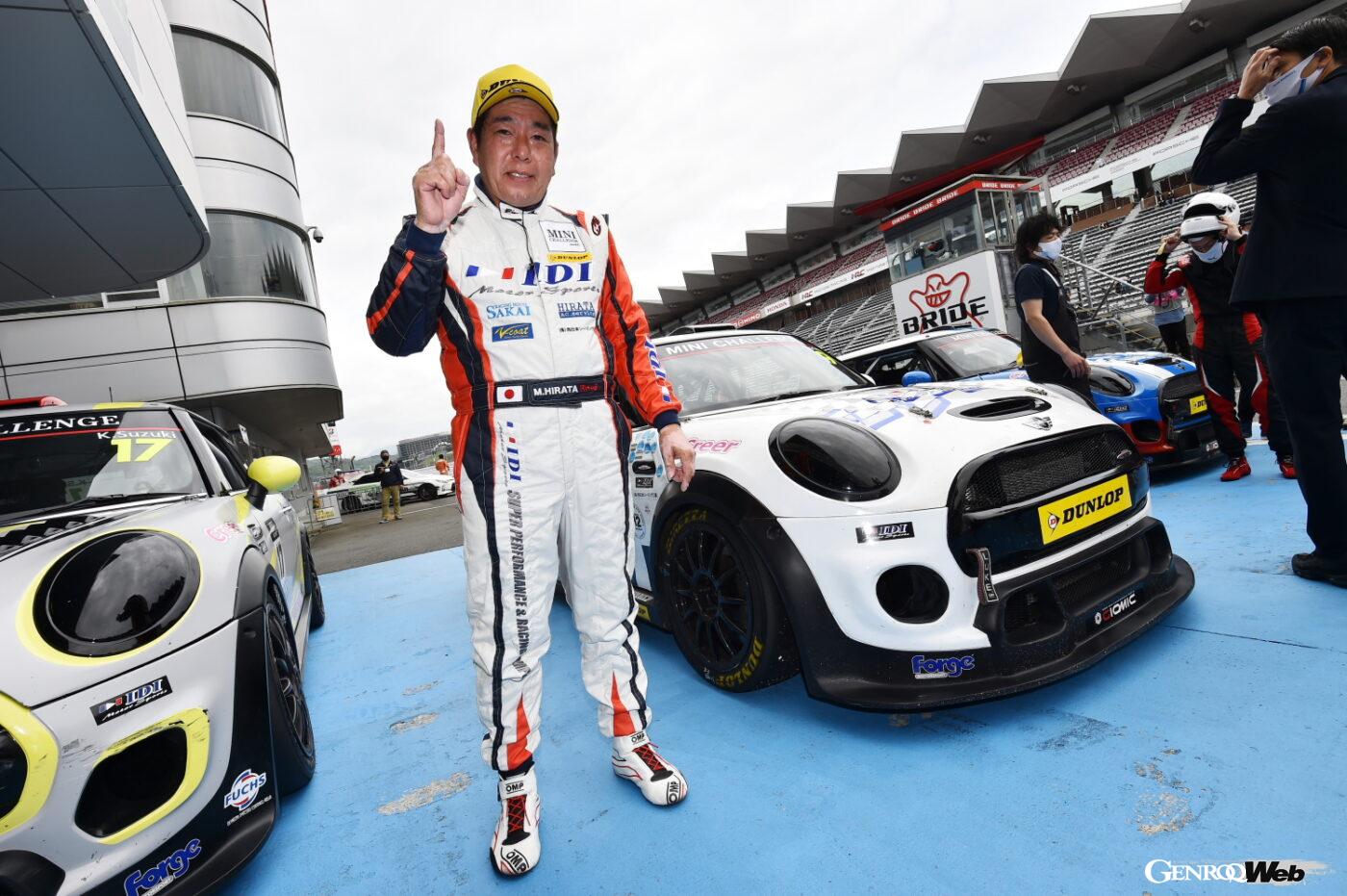 第3戦MINI JCWクラスで優勝した平田雅士選手（#9 IDI 平田空調 RH坂井 F56JCW）