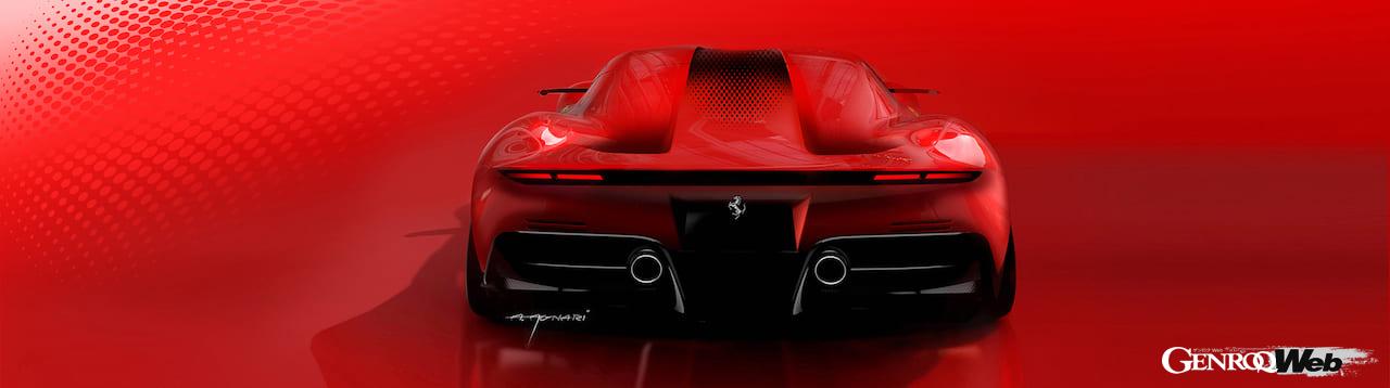 フェラーリのワンオフモデル、SP48 ウニカ。レンダリング。リヤ