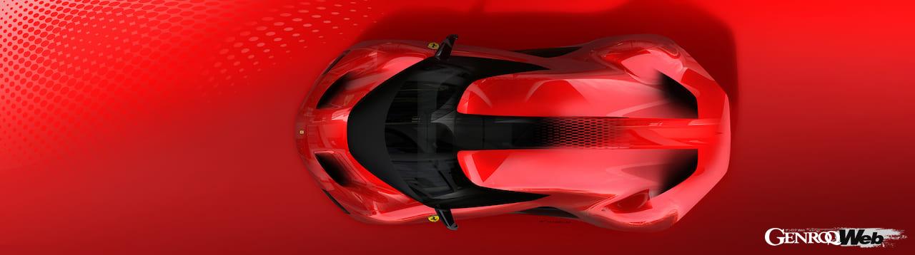 フェラーリのワンオフモデル、SP48 ウニカ。レンダリング。トップ