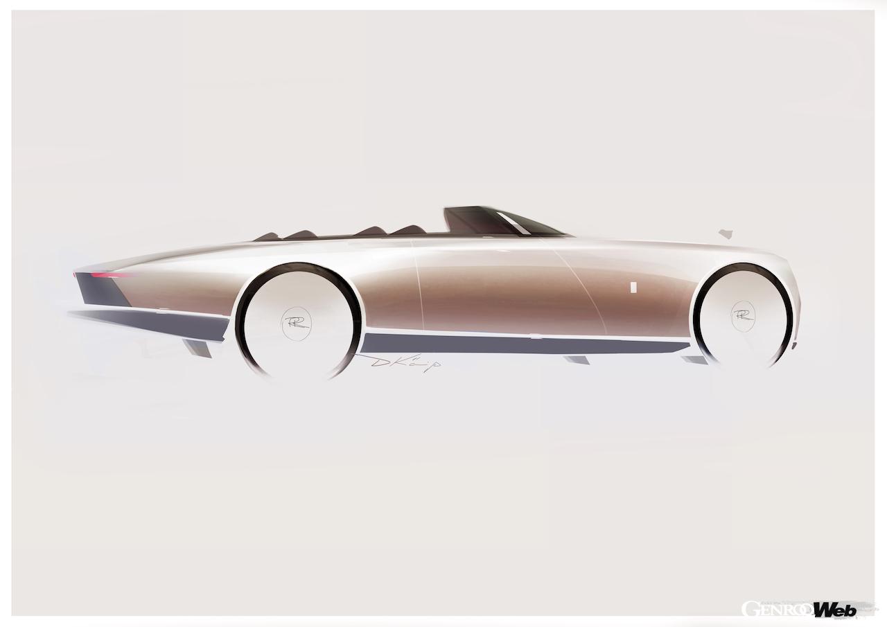 ロールス・ロイス ボート・テイルのレンダリング。サイドビュー