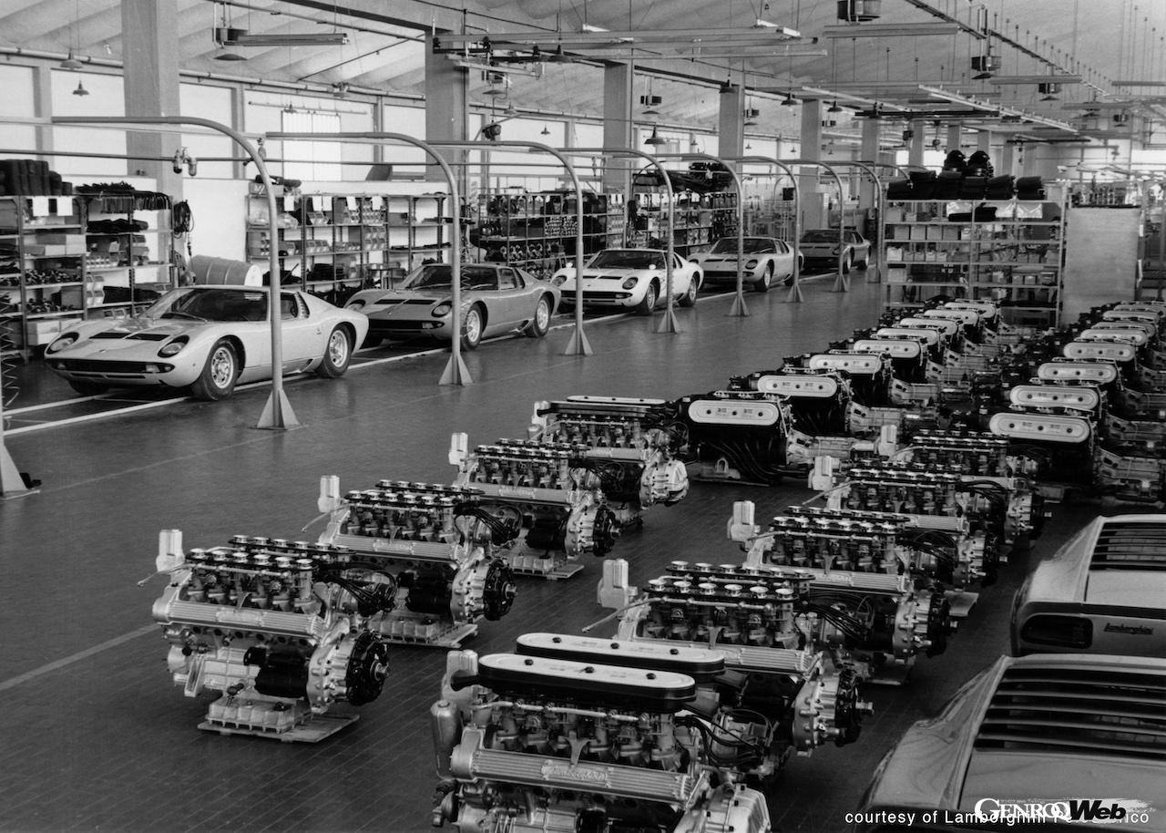 ランボルギーニ ミウラのアッセンブリーライン。