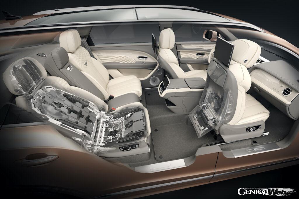 ベントレー ベンテイガ EWBのリヤシートに搭載された「エアラインシートスペシフィケーション」。