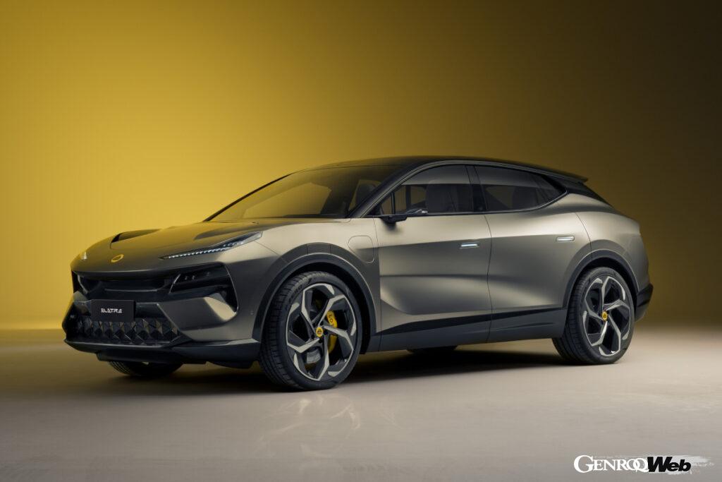 ロータス初のSUV、エレトレは最高出力600ps、最高速度260km/h、0-100km/h加速3秒以下、最大航続距離約600kmを目標値として掲げるピュアEVのSUVである。