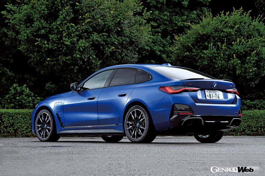 試乗したi4 M50のモーターはフロント258ps／リヤ313psを発生し、システム総合で544psの最高出力をスペックシートに掲げる。