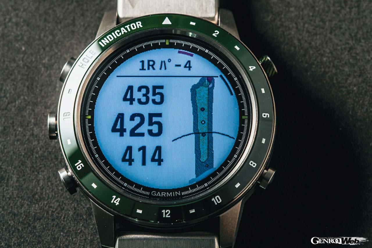 世界4万1000以上のゴルフコースをフルカラーマップで収録している。プレー傾向を把握して推奨クラブや打つべき飛距離を表示してくれるバーチャルキャディ機能は唯一無二。