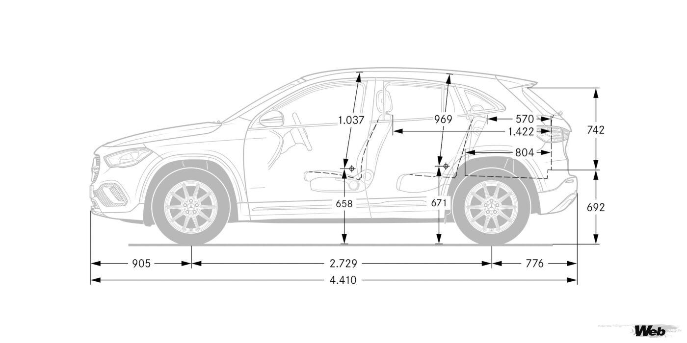 メルセデス・ベンツ GLAのディメンション。室内高