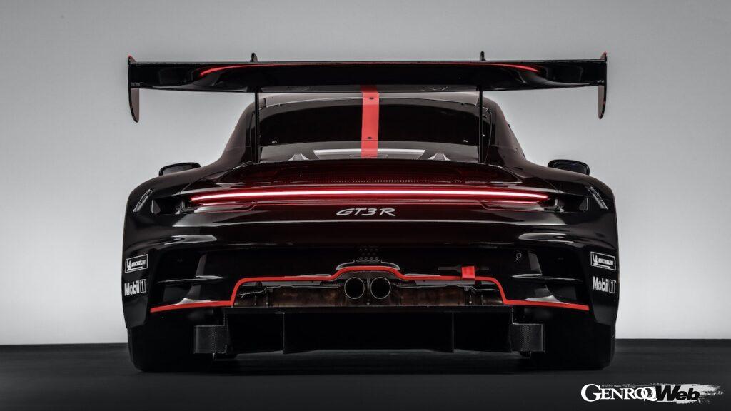 ポルシェの最新カスタマー向けレーシングカー新型「911 GT3 R」のエクステリア。