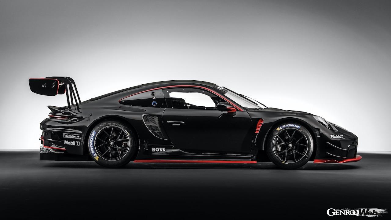 ポルシェの最新カスタマー向けレーシングカー新型「911 GT3 R」のエクステリア。