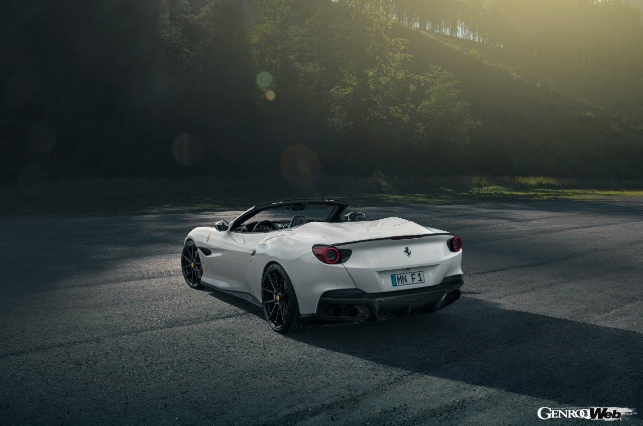 ノビテックの特徴とも言える、ネイキッドカーボンファイバー製エクステリアパーツを装着した「フェラーリ ポルトフィーノ M」。