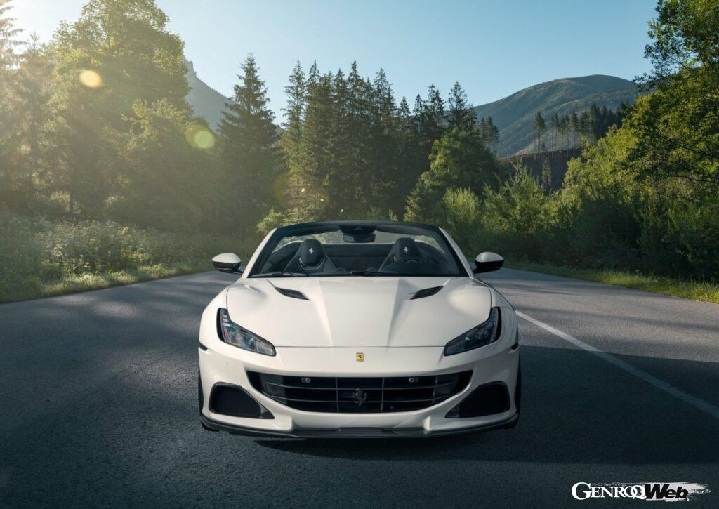 ノビテックの特徴とも言える、ネイキッドカーボンファイバー製エクステリアパーツを装着した「フェラーリ ポルトフィーノ M」。