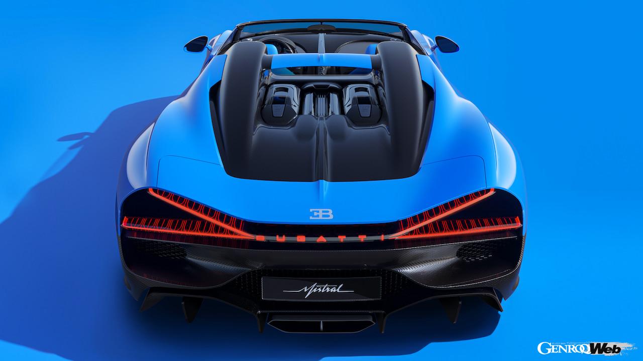 ブガッティ最後のW16気筒モデル「ブガッティ W16 ミストラル」のエクステリア。