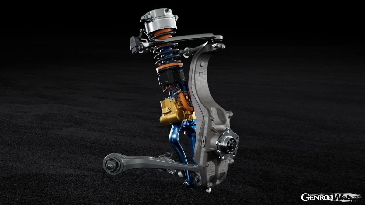 ダンパー下部のモーター(MCM=モーターモジュールコントロール)、でダンパー内のリサキュレーティングボールスクリューを動かし、ダンパーの油圧をコントロールする。