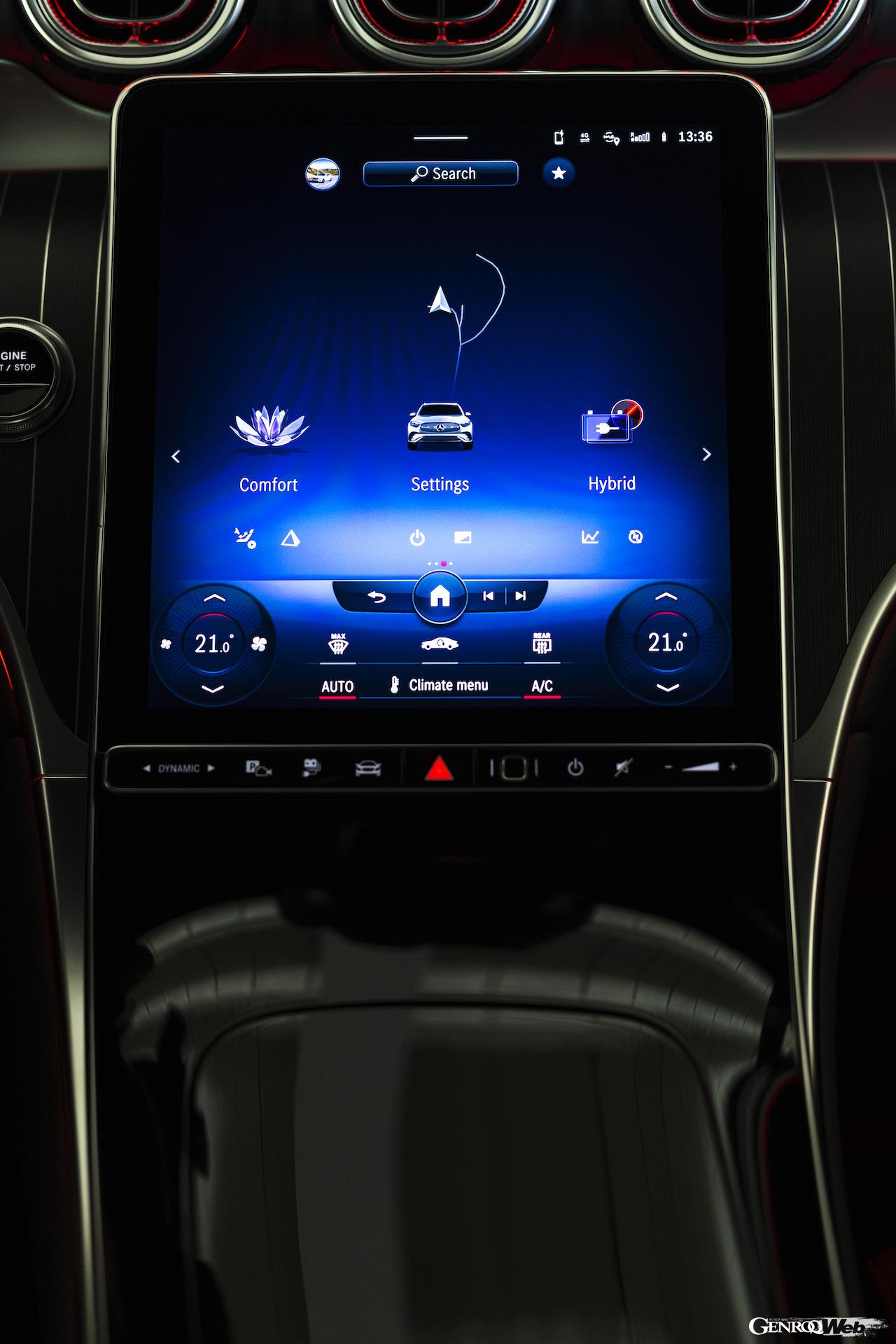 新型メルセデス・ベンツGLC 300deのセンターディスプレイ