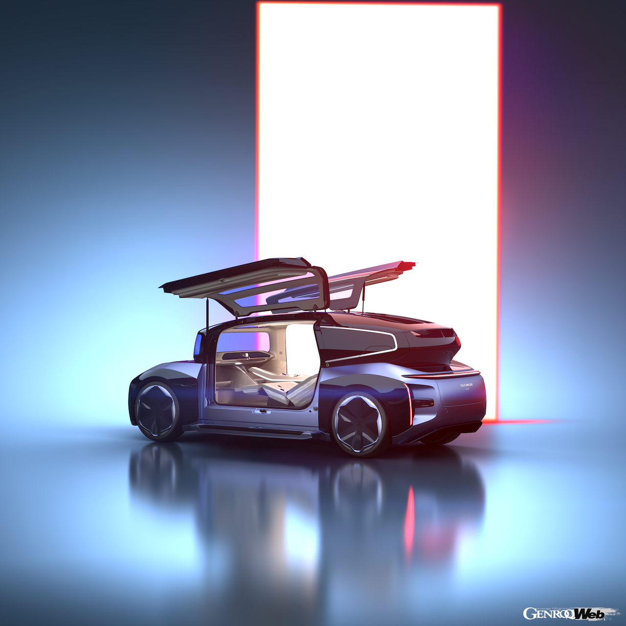 フォルクスワーゲンのコンセプトカー、GEN.TRAVELのリヤビュー。ドア開