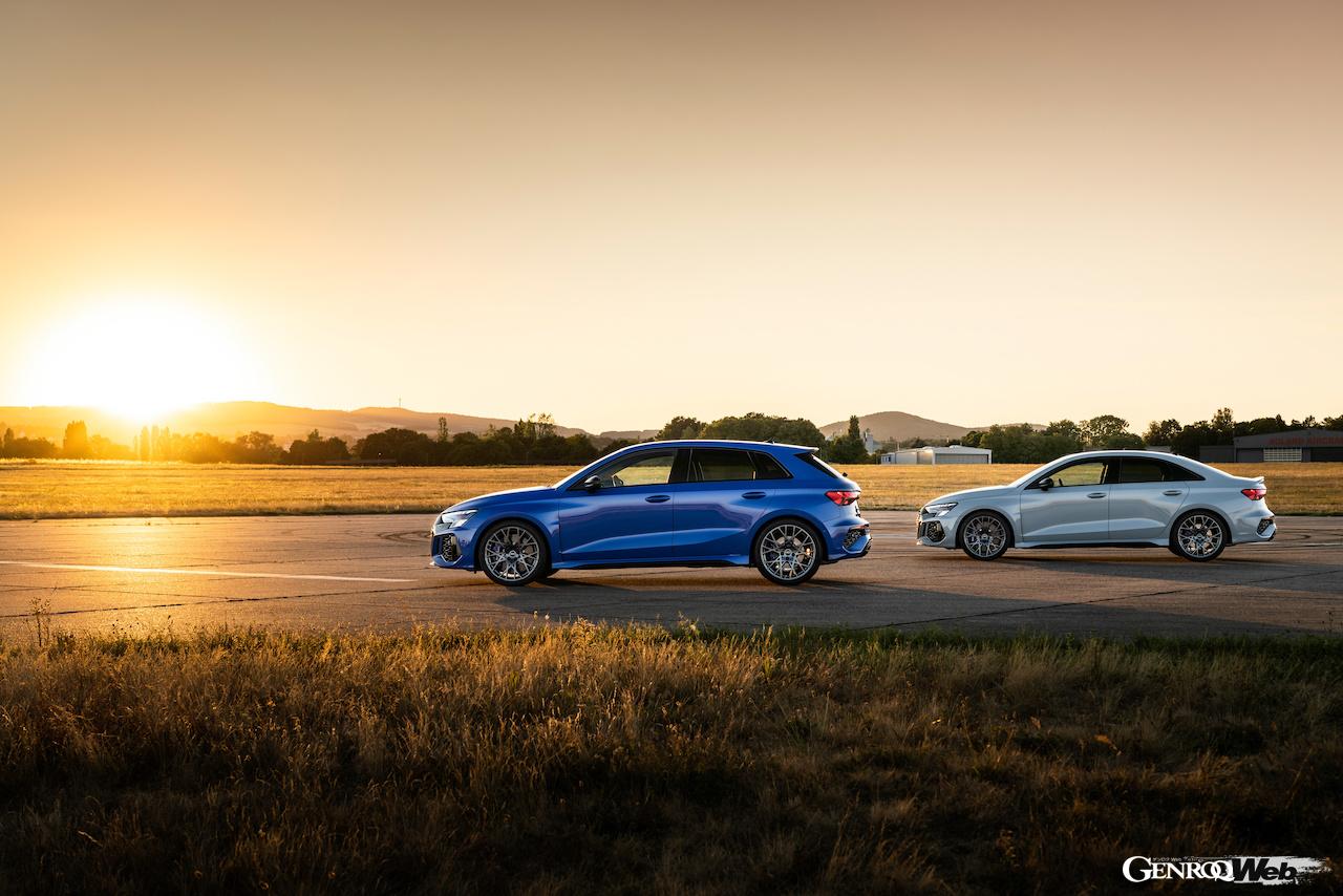 最高速300km/を実現した、アウディ RS 3 スポーツバック パフォーマンスエディションと、アウディ RS 3 セダン パフォーマンスエディション。