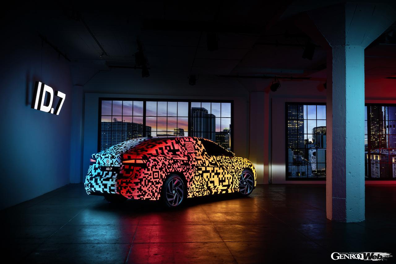 新型フル電動サルーン「フォルクスワーゲン ID.7」のエクステリア。