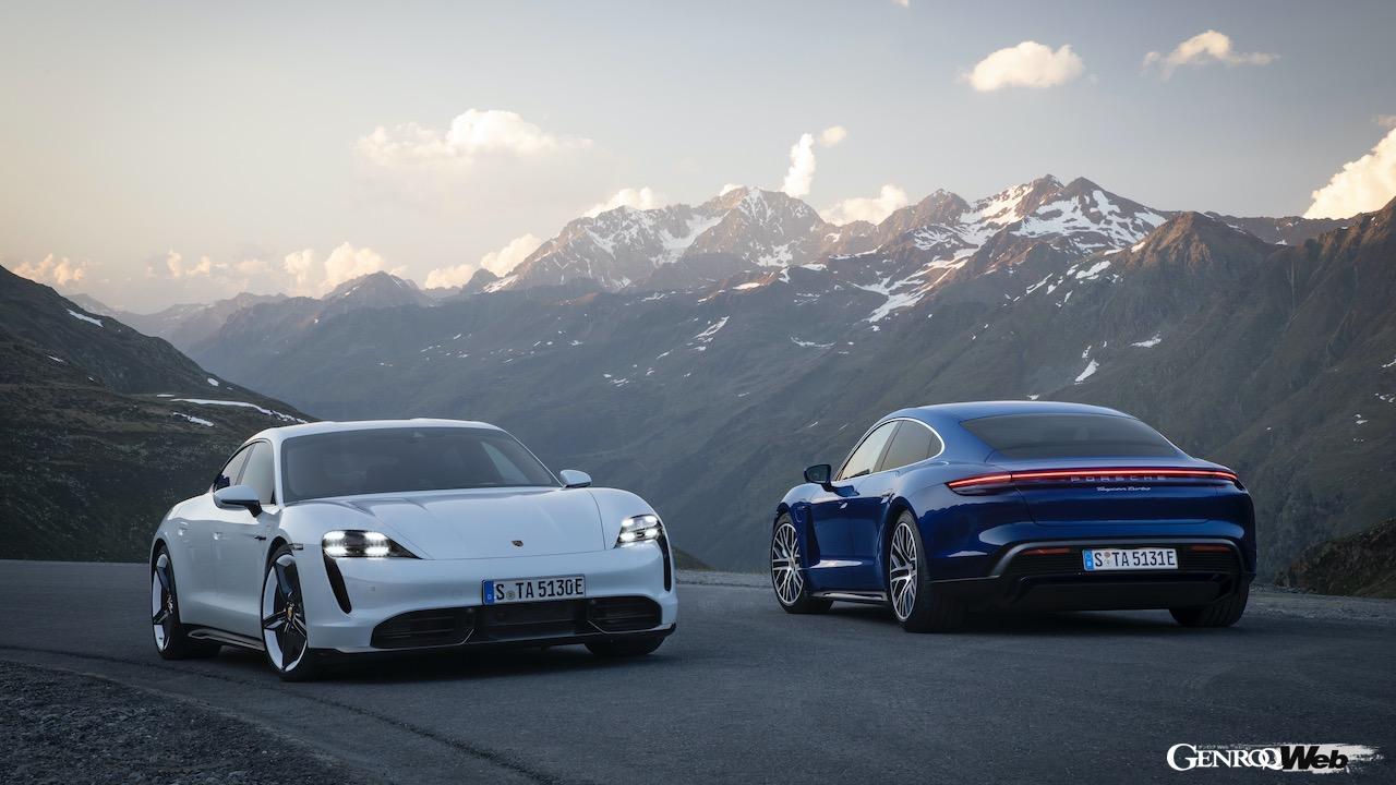 フル電動モデル「ポルシェ タイカン」は、従来の油圧式ブレーキシステムに加えて、モーターによる充電を行う回生システムを搭載している。