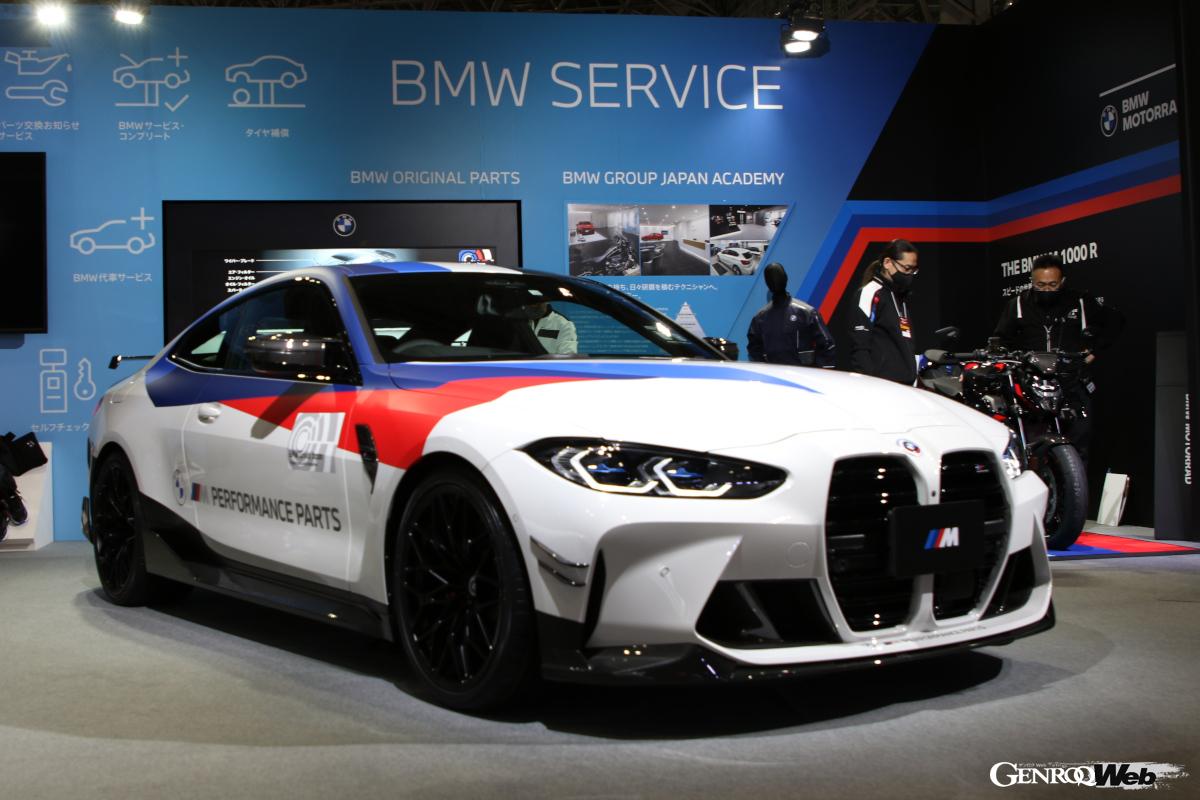 東京オートサロン 2023 BMW 限定仕様M4 Competition M xDrive。Mパフォーマンスパーツをふんだんに盛り込んだ特別仕様だ。なおこの仕様の販売予定はないという。